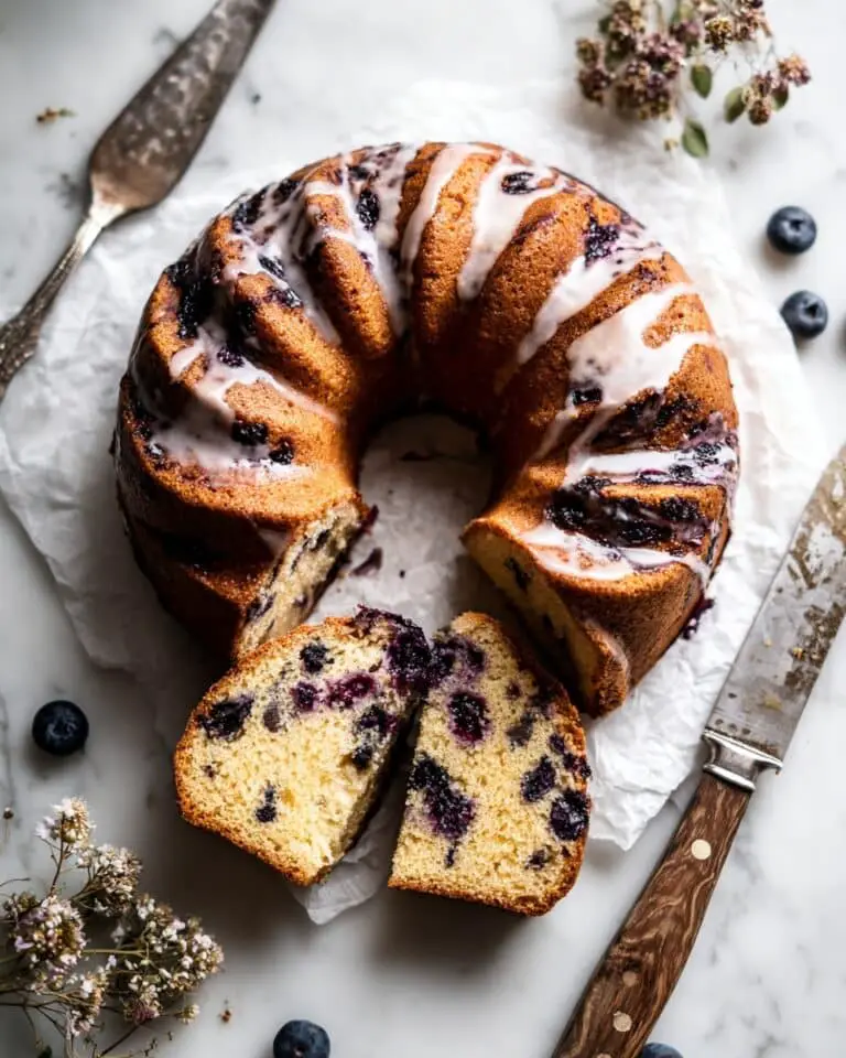 Blueberry Sour Cream Coffee Cake with Lemon Glaze and Streusel Topping Recipe