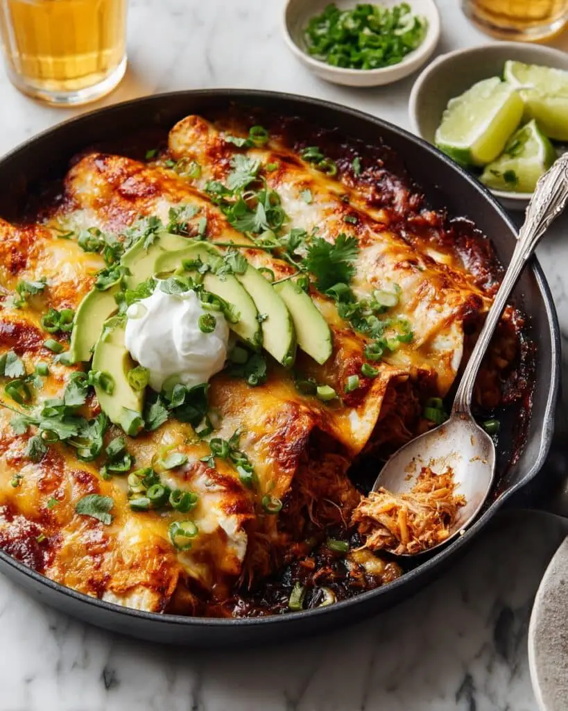 Skillet Creamy Chipotle Chicken Enchiladas Recipe