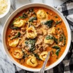 Creamy Tomato Spinach Tortellini Soup with Italian Sausage Recipe