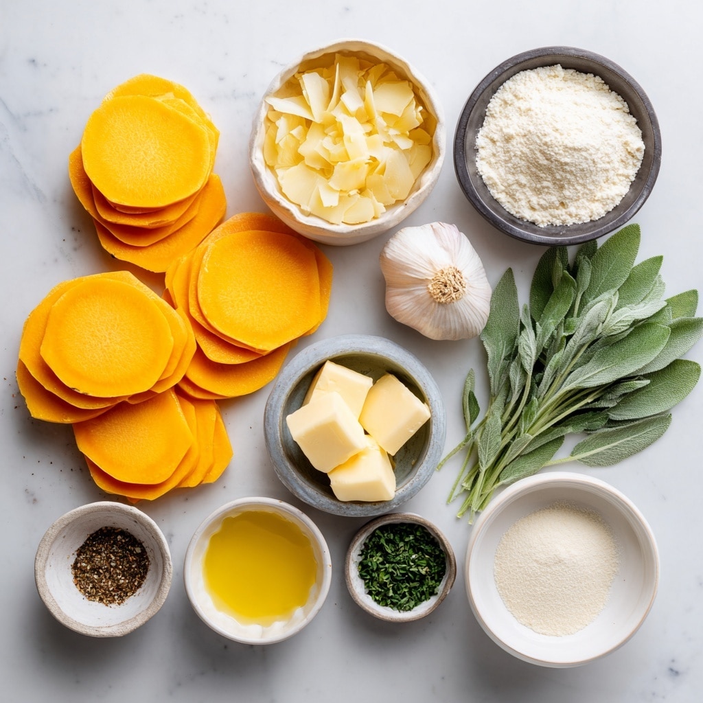 A top view of a white cooking pot with a red handle on a white marbled surface shows melted yellow butter bubbling inside. Small pieces of light purple shallots are scattered in the center of the bubbling butter, mixing with a few light brown bits. The inside of the pot is smooth and clean, with the golden yellow and light purple colors contrasting against the white interior. Photo taken with an iphone --ar 4:5 --v 7