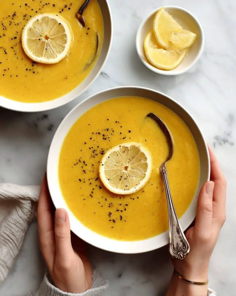 Lemony Lentil Corn Soup with Cumin and Curry Recipe