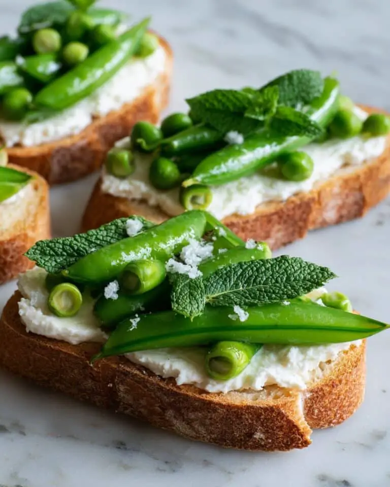 Snap Pea Crostini with Ricotta, Lemon, and Fresh Mint Recipe