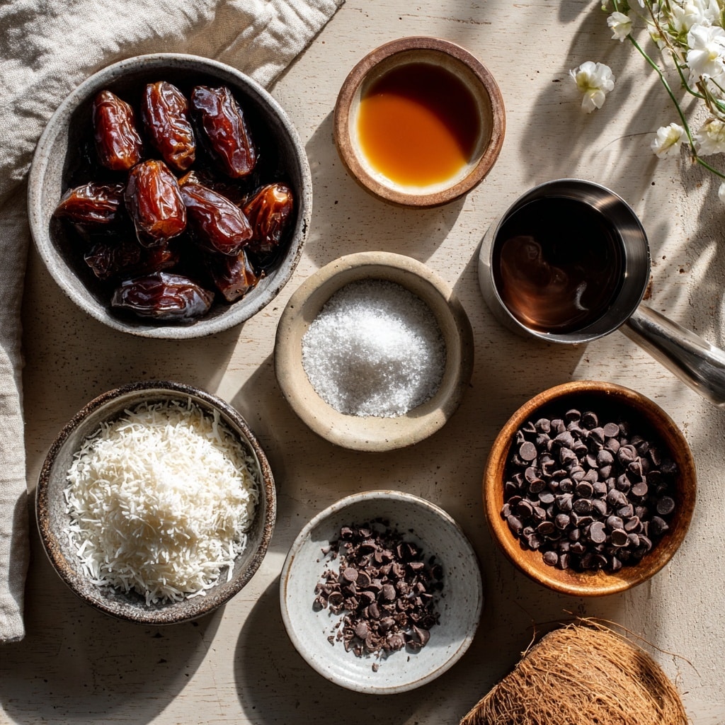 The image shows a close-up of golden brown granola clusters with bits of white coconut flakes scattered throughout. The granola appears chunky and textured, filling most of the frame. In the center, there is a beige-colored circular food processor blade cap with some text embossed on it, slightly surrounded by the granola pieces. The background is a dark food processor bowl. The overall look is crunchy and natural. photo taken with an iphone --ar 4:5 --v 7