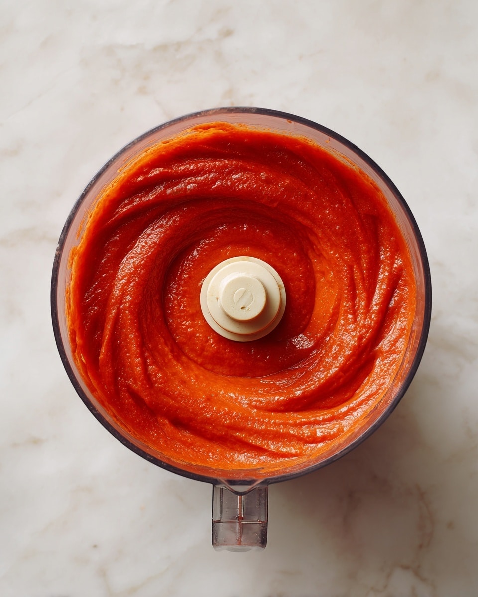 A round wooden board on a white marbled surface holds a colorful array of fresh ingredients arranged in sections: on the left, three green and pale green romaine lettuce leaves lay flat; next to them is a small white bowl filled with smooth bright pink spread; above it, a halved avocado with a dark brown seed and light green flesh sits facing up; to the right of the avocado, small red and yellow cherry tomato halves are grouped together; a small dark bowl filled with light hemp seeds rests to the right of the tomatoes; below the bowl, a small gray container holds white creamy sauce; shredded bright orange carrots form a small pile near the bottom center; finely chopped deep purple cabbage is placed just above the carrot; and above that, a small gray cup overflowing with green sprouted seeds completes the arrangement. Photo taken with an iphone --ar 4:5 --v 7