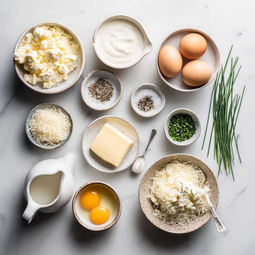The image shows two raw eggs with bright orange yolks and white egg whites spread unevenly in a white enamel dish with a black rim. The eggs are sprinkled with shredded pale yellow cheese and black pepper bits on top. Around the dish are small white bowls, one with extra shredded cheese and another with coarse salt and pepper. The background is a white marbled surface with a soft light illuminating the scene, giving it a fresh and clean look. photo taken with an iphone --ar 4:5 --v 7