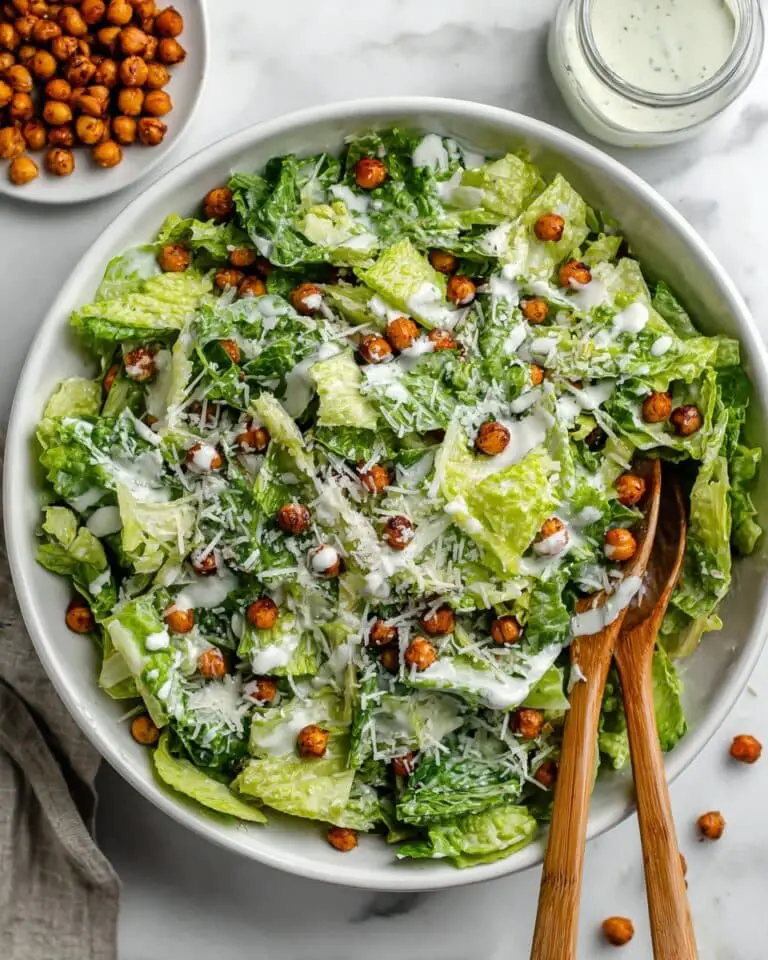 Creamy Homemade Caesar Salad with Roasted Chickpeas Recipe