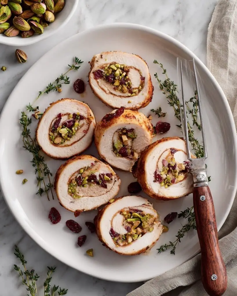 Stuffed Roasted Turkey Breast with Cranberries and Pistachios Recipe