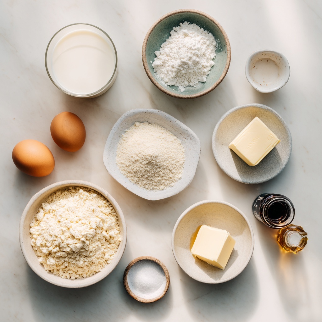 A clear blender jar is filled with a smooth, light beige mixture with small bubbles on the surface, showing a frothy texture. The jar has a clear handle on the left side and is placed on a white marbled surface. Around the blender, there is a soft blue cloth on the left bottom corner and small dried flowers with thin stems and light pink and white buds scattered at the top left corner. The overall setting is bright and clean, highlighting the creamy contents inside the blender jar. photo taken with an iphone --ar 4:5 --v 7