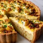 Deep Dish Puff Pastry Quiche with Caramelized Onions, Potatoes, and Goat Cheese Recipe