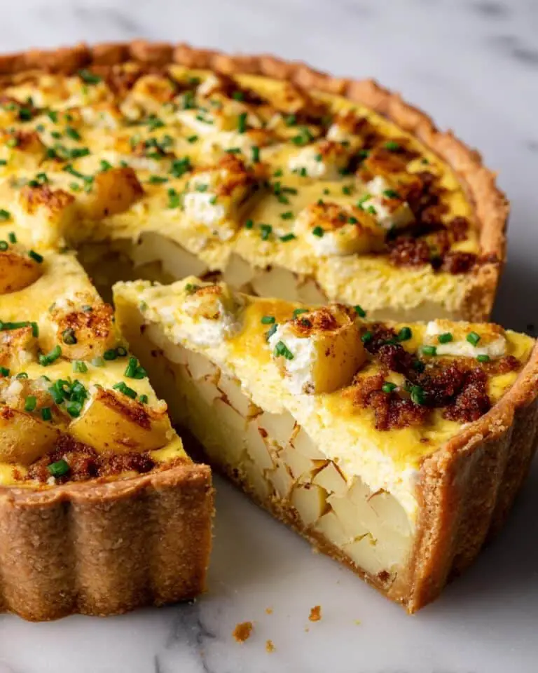 Deep Dish Puff Pastry Quiche with Caramelized Onions, Potatoes, and Goat Cheese Recipe