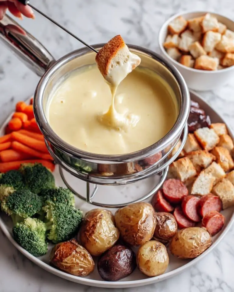 Cheese Fonduewith Gouda, Gruyere, and Emmental Recipe