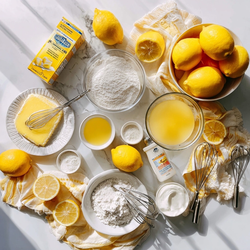 A close-up of a square slice of yellow cake with a soft, spongy texture, topped with a thick layer of white cream frosting. Two thin lemon slices rest on top along with small round golden sprinkles. A fork is gently pressing into the frosting on the cake's top right corner. The cake sits on a white plate over a colorful cloth with red, green, and pink patterns, against a white marbled background. photo taken with an iphone --ar 4:5 --v 7