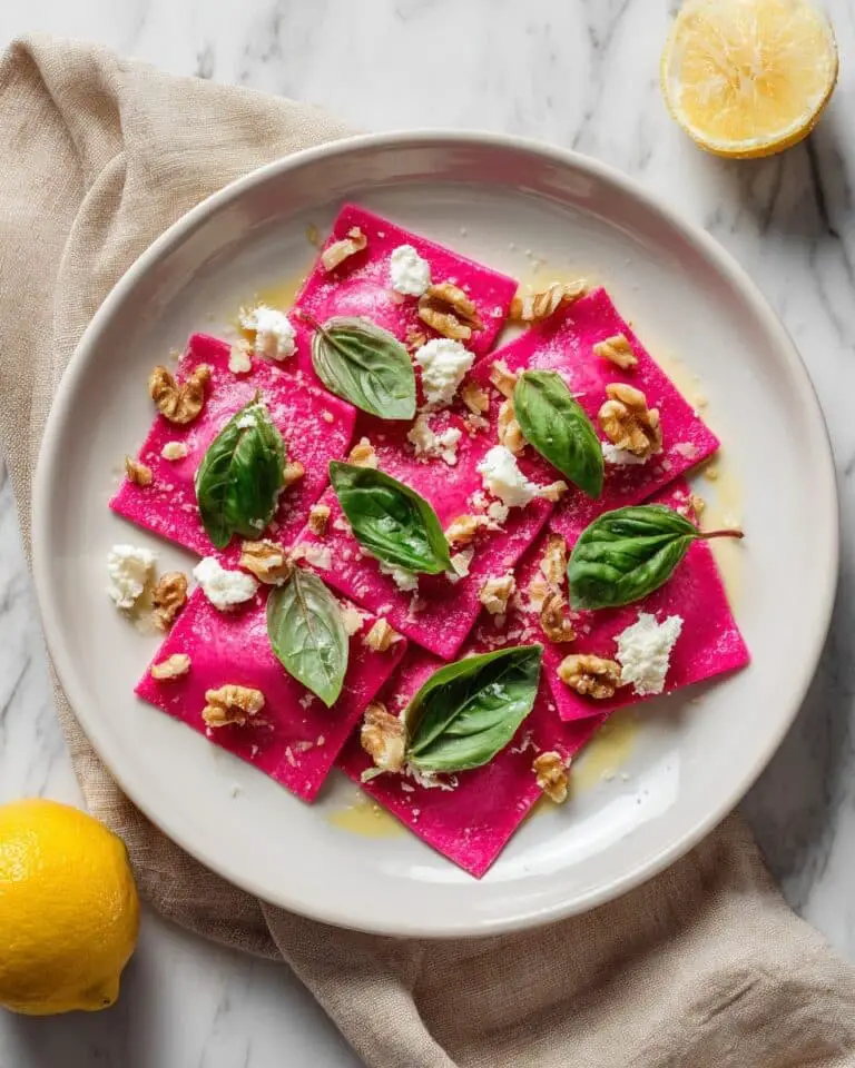 Beet Pasta with Vegan Feta, Roasted Garlic, and Basil Recipe