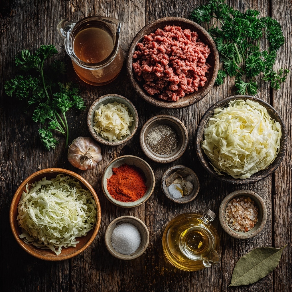 A white bowl filled with a vibrant soup made of three main layers: the bottom layer is a warm, orange-red broth with a slightly oily texture; the middle layer consists of small pieces of minced meat mixed with soft, translucent cabbage strips and bright red tomato chunks; the top layer is sprinkled with chopped green herbs and a fresh green parsley leaf resting in the center. A silver spoon is partially inside the bowl, lifting some of the soup. The bowl sits on a white marbled surface with a beige cloth visible at the top edge. photo taken with an iphone --ar 4:5 --v 7