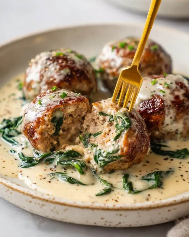 Chicken Florentine Meatballs in Creamy Wine Sauce Recipe