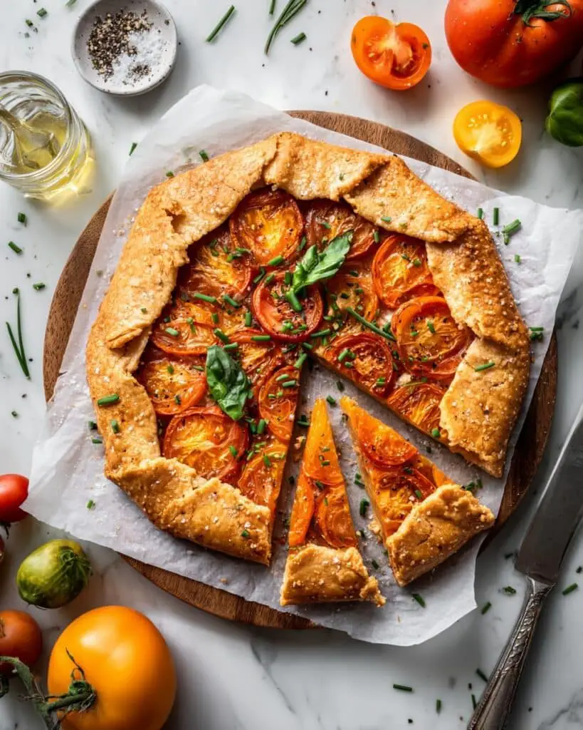 Tomato Galette with Garlic Herb Boursin and Fresh Basil Recipe