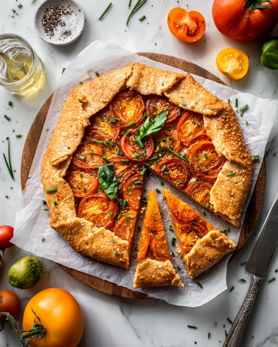 Tomato Galette with Garlic Herb Boursin and Fresh Basil Recipe