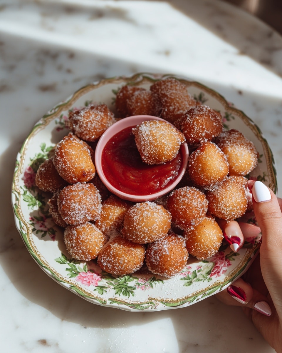 Donut Holes with Strawberry Dipping Sauce Recipe