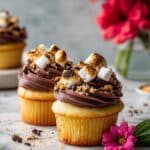 Vanilla Bean Cupcakes with Whipped Chocolate Marshmallow Frosting Recipe