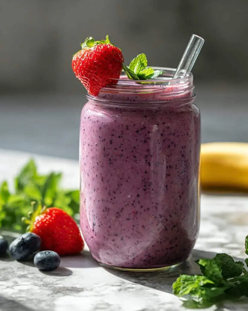 Creamy Acai Smoothie with Berries and Vegan Vanilla Protein Recipe