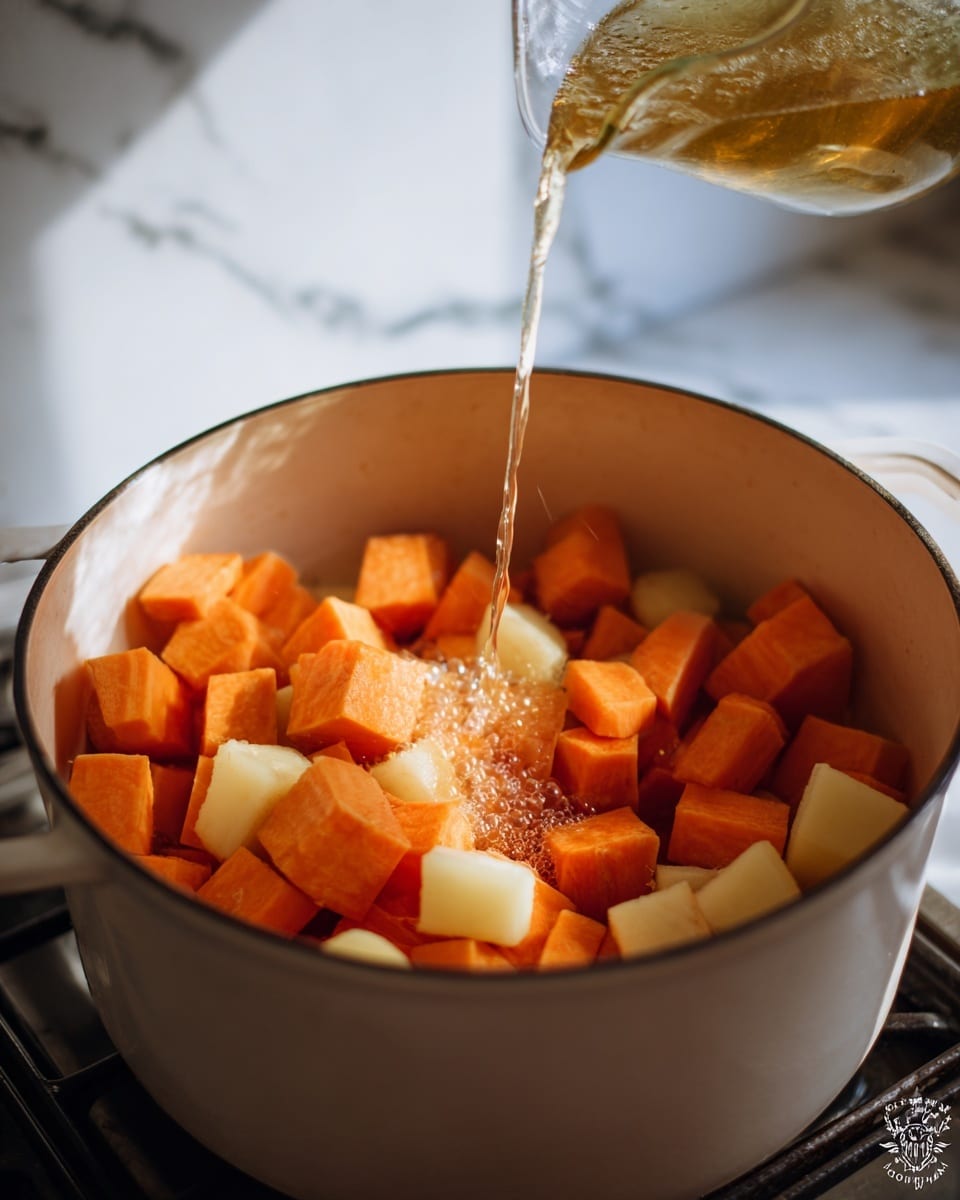 Vegan Broccoli Cheese Soup with Crispy Chickpeas Recipe - Recipe Image