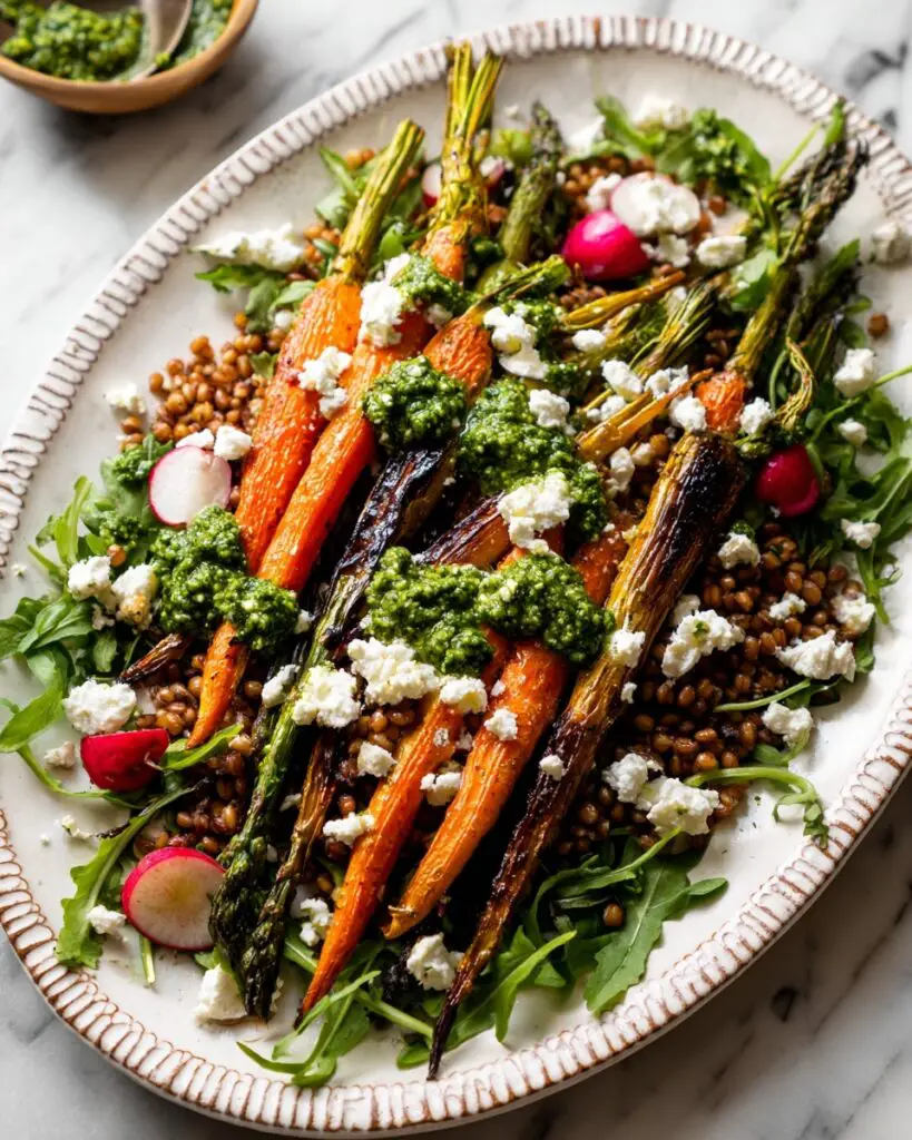 Roasted Spring Vegetable and Crispy Farro Salad Recipe