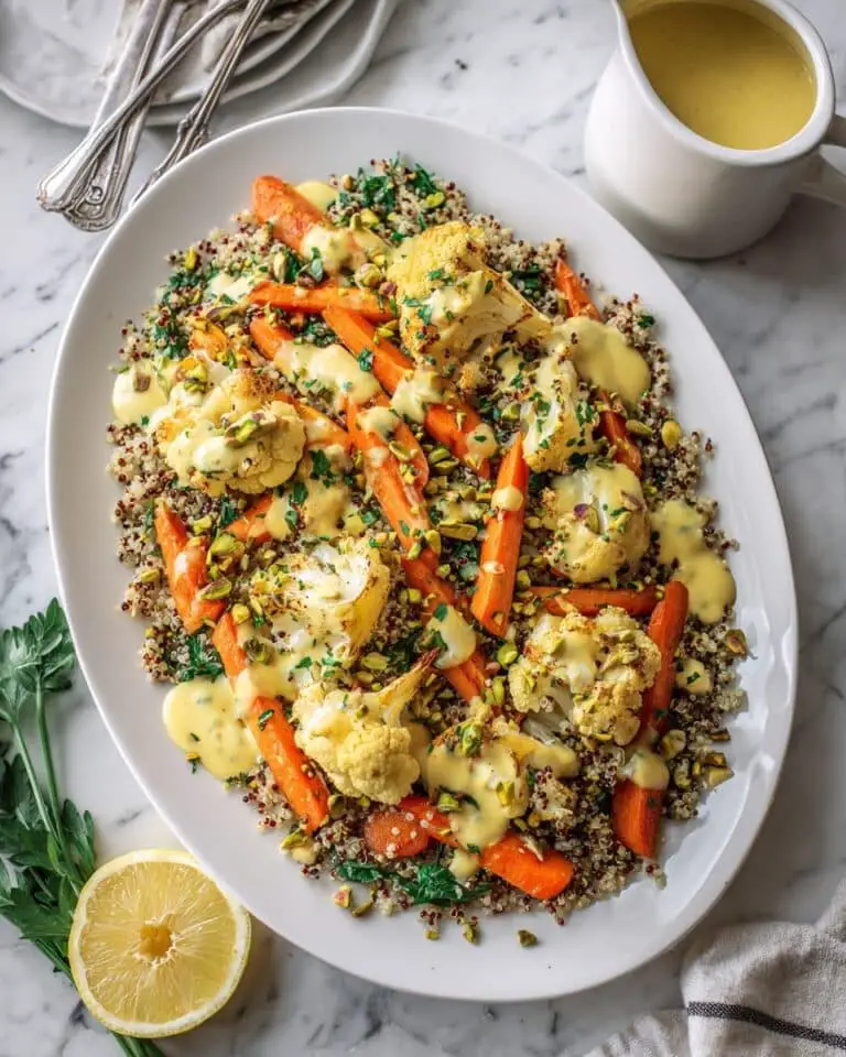 Roasted Carrot Cauliflower Quinoa Salad with Sunshine Dressing Recipe