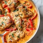 Creamy Pesto Chicken with Sun-Dried Tomatoes and Bell Peppers Recipe