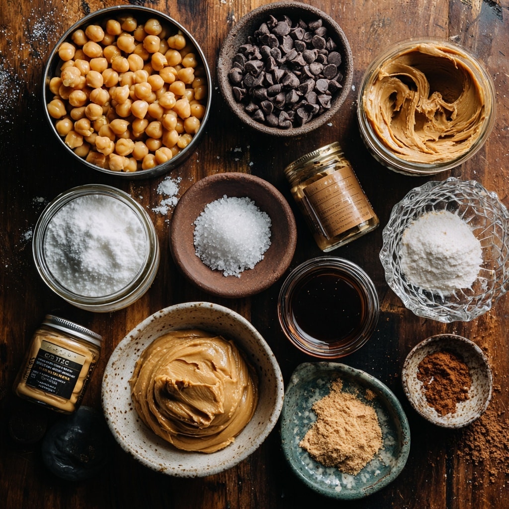 A top view of a food processor bowl with crumbly golden nut mixture pressed against the sides, while in the center there are separate piles of smooth light brown peanut butter, dark brown powder, and white powder, all resting on a white marbled surface. photo taken with an iphone --ar 4:5 --v 7