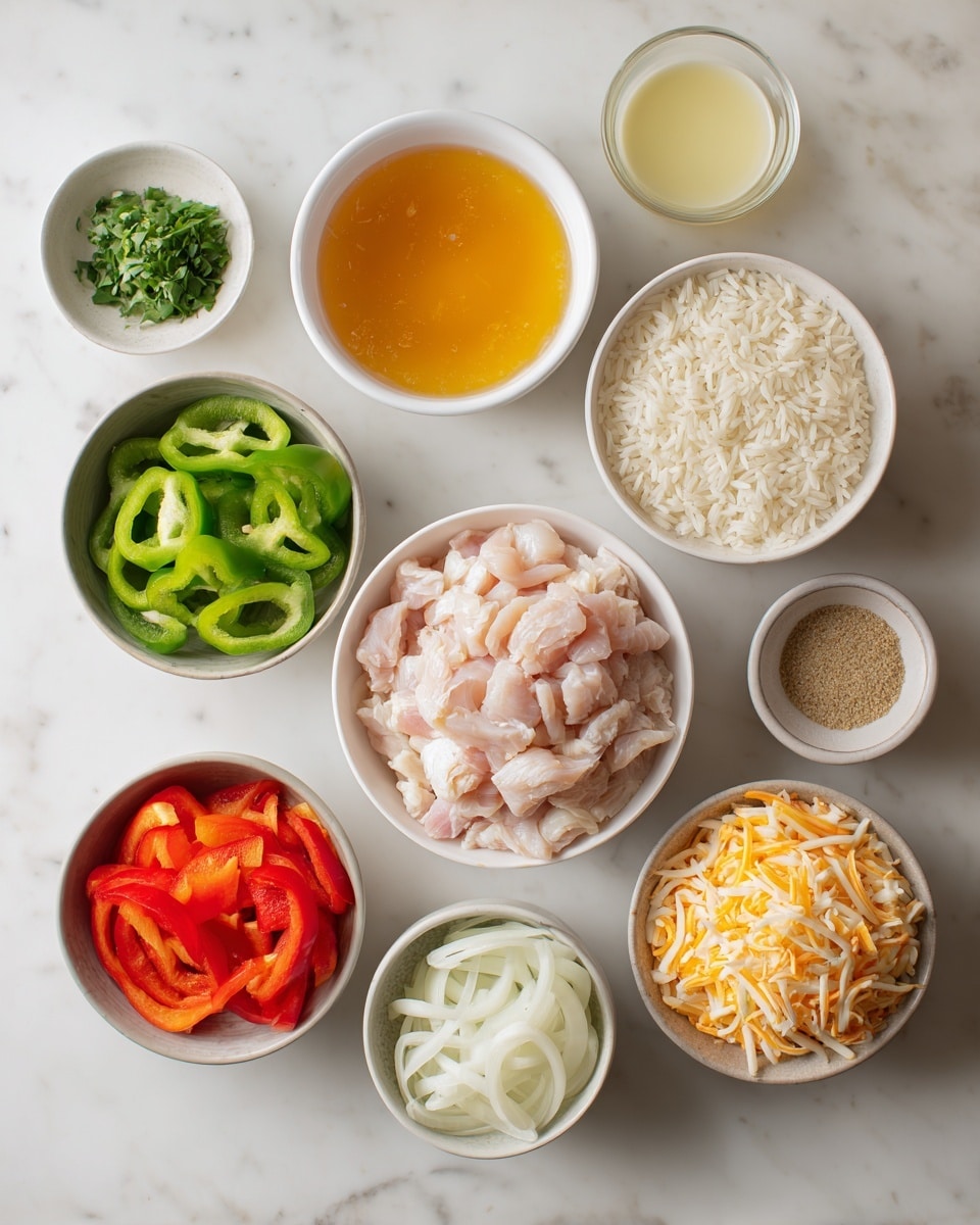 A white cutting board on a white marbled surface holds three neat layers of sliced vegetables arranged from top to bottom: bright green bell pepper strips, vivid red bell pepper strips, and white onion slices with a curled shape. To the right side of the board lies a large knife with a black handle. The colors are fresh and vibrant, and the vegetables have a crisp texture. Photo taken with an iphone --ar 4:5 --v 7