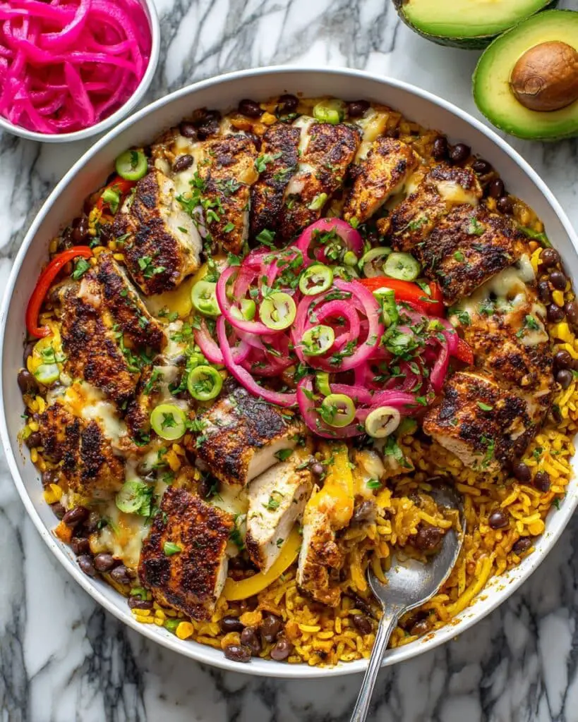 One Pan Southwest Chicken and Rice Fajita Skillet Recipe