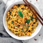 Sweet & Spicy Hot Chili Chicken Noodles with Basil Recipe