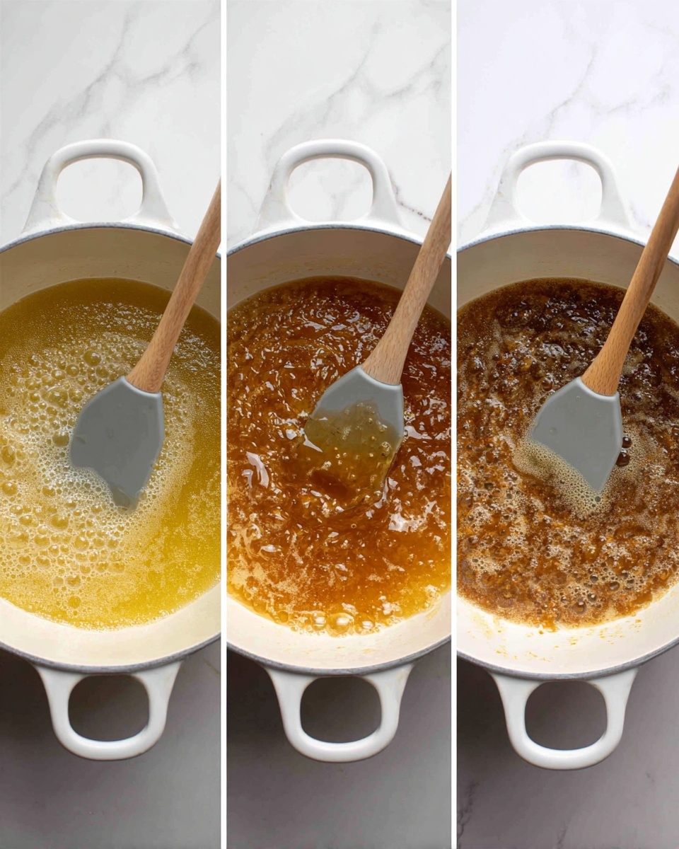A tall stack of candy squares with three visible layers, placed on a white plate set on a white marbled surface. The bottom layer is a smooth golden caramel, shiny and thick. Above it is a slightly rough dark chocolate layer, topped with a generous sprinkle of chopped white nuts that cover the entire surface, adding texture and contrast. The candy pieces are unevenly shaped, with some pieces leaning on others, showing the soft caramel and chocolate layers clearly. The photo taken with an iphone --ar 4:5 --v 7