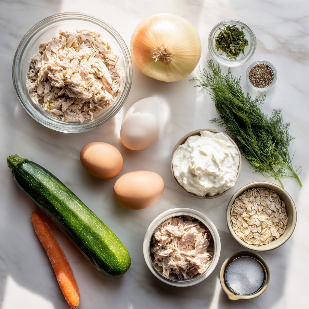 A clear glass bowl on a white marbled surface holds four main layers of ingredients placed side by side, not mixed. One layer is shredded orange carrot, rough in texture at the bottom right. Next to it, on the top right, is a pile of light pink shredded tuna with some black pepper on top, looking soft and flaky. At the top left, fresh chopped green herbs bring a touch of bright green color. The bottom left contains a heap of light beige rolled oats with a dry, rough look. The colors are natural and distinct in this neat arrangement. Photo taken with an iphone --ar 4:5 --v 7