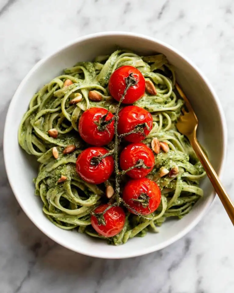 Pesto Zucchini Noodles with Roasted Cherry Tomatoes and Sunflower Seeds Recipe