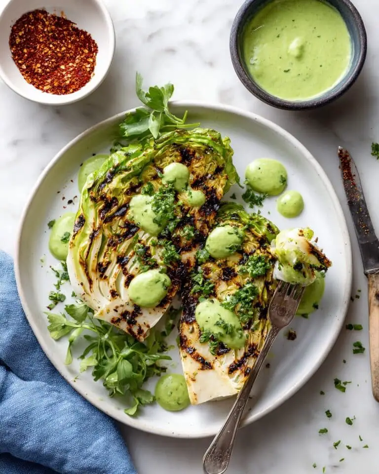 Roasted Cabbage Wedges with Green Chutney Recipe