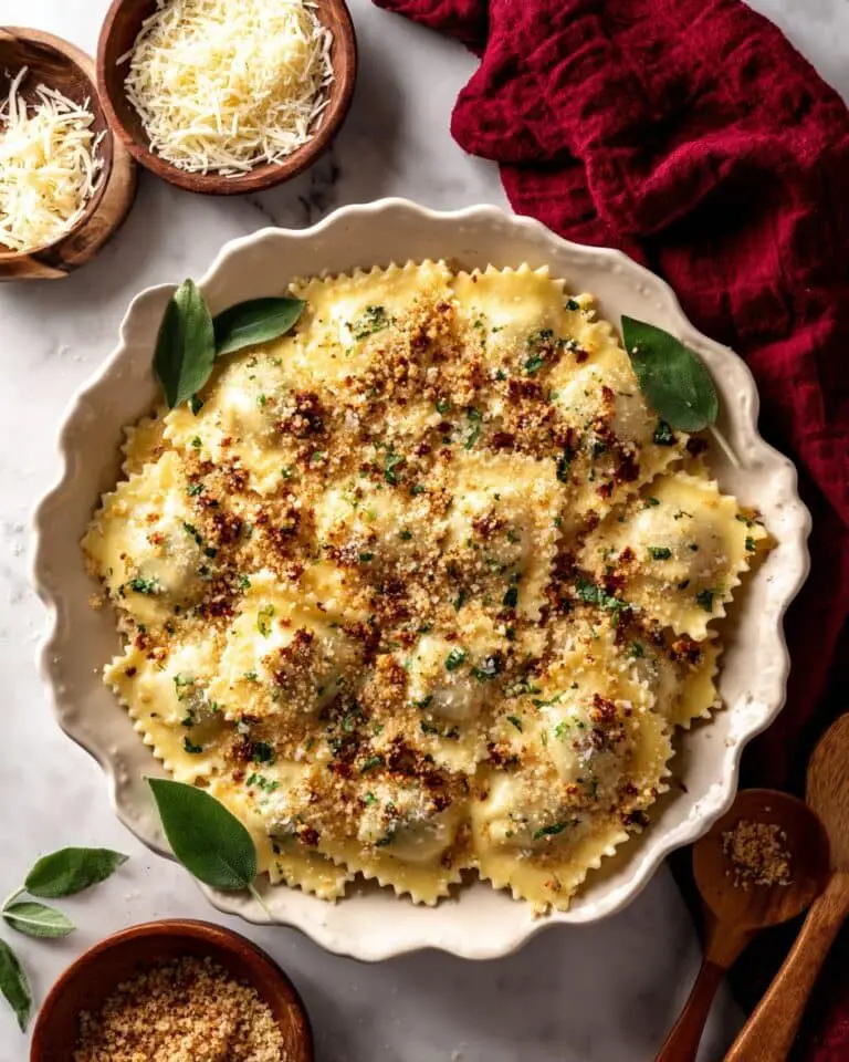 Browned Butter Sage Ravioli with Hazelnuts and Crispy Panko Recipe