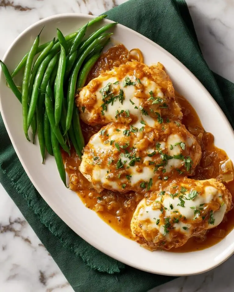 French Onion Chicken with Melted Gruyere and Parmesan Recipe