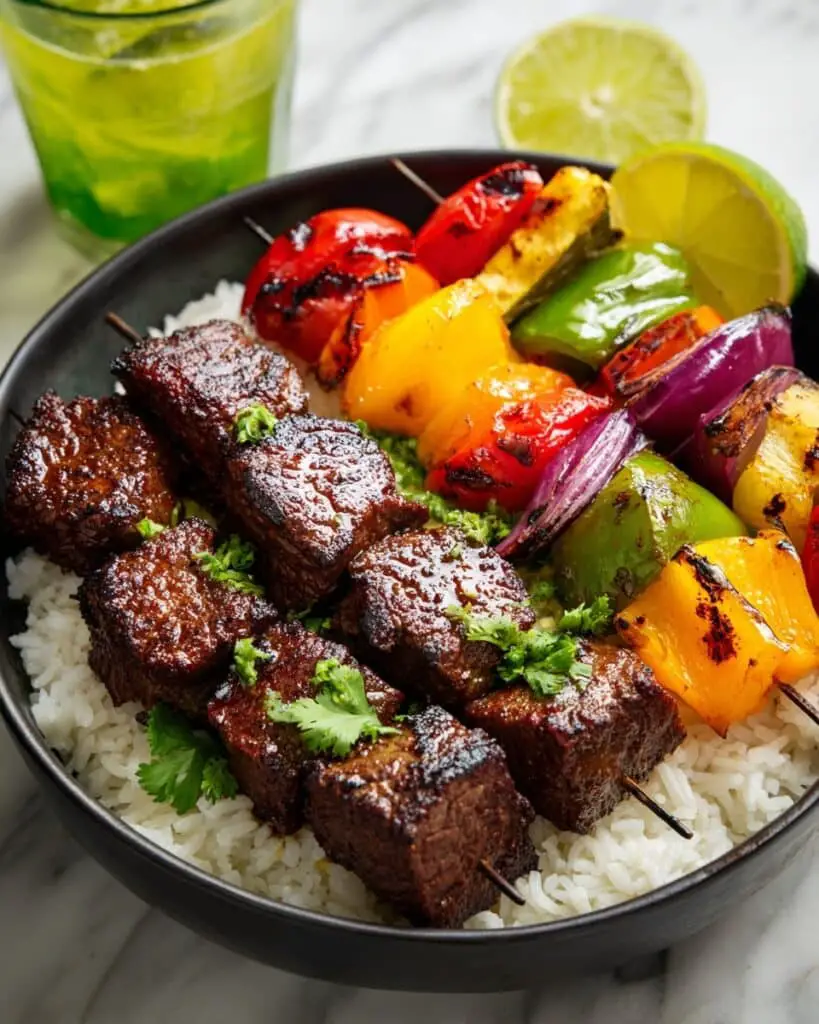 Steak Fajita Skewers with Cilantro Sauce Recipe
