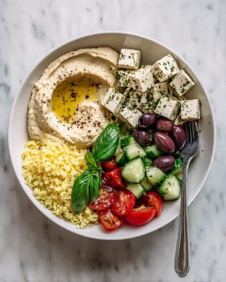 Vegan Greek Hummus Bowl with Tofu Feta Recipe