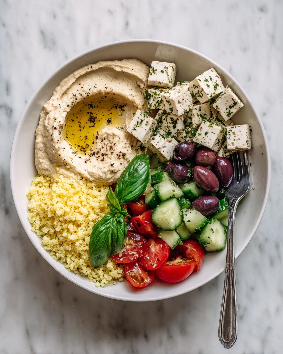 Vegan Greek Hummus Bowl with Tofu Feta Recipe