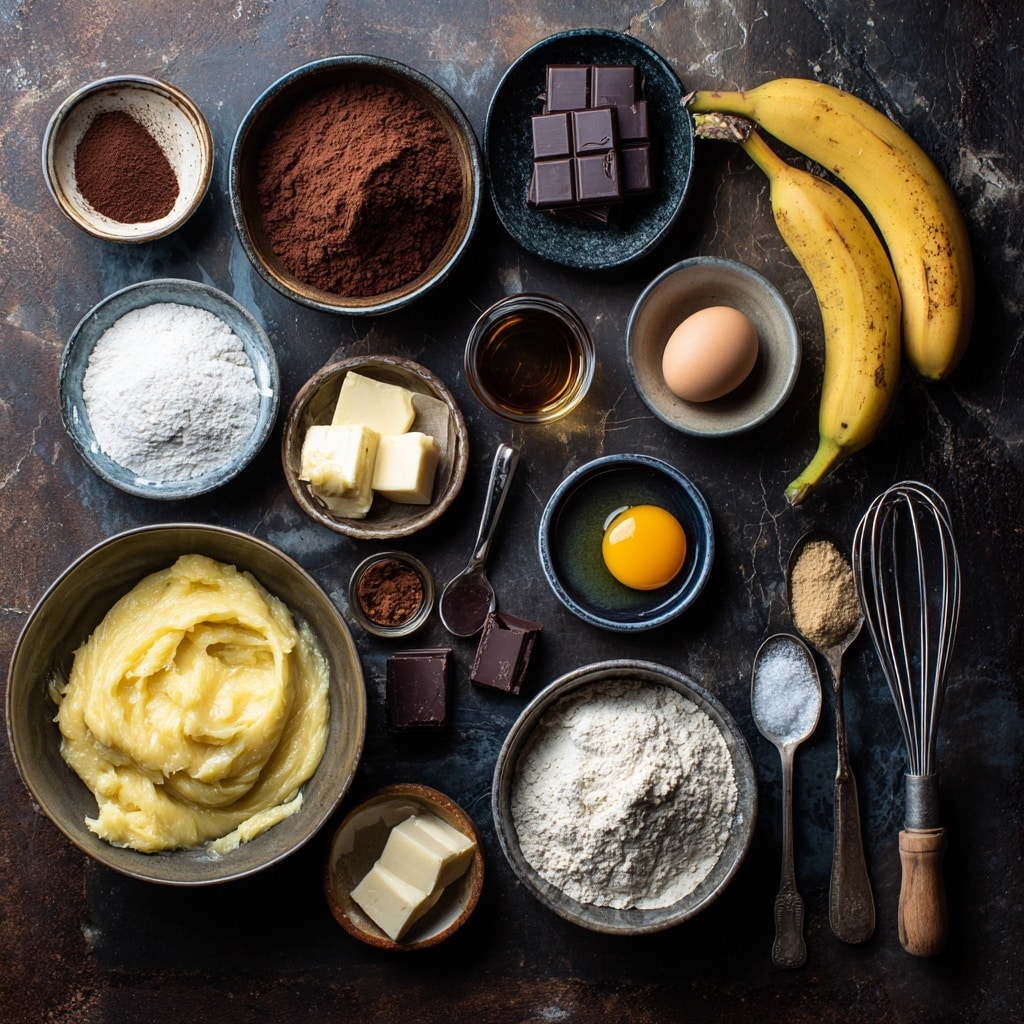 A clear glass bowl sits on a white marbled surface. Inside, there is a dark brown thick chocolate mixture with a pile of white flour on top in the left image, and a metal whisk resting in the flour and chocolate mix. In the right image, a woman's hand with red nail polish holds the bowl steady while another woman's hand stirs the dark chocolate batter with a green spatula. The mixture looks smooth and glossy. Photo taken with an iphone --ar 4:5 --v 7