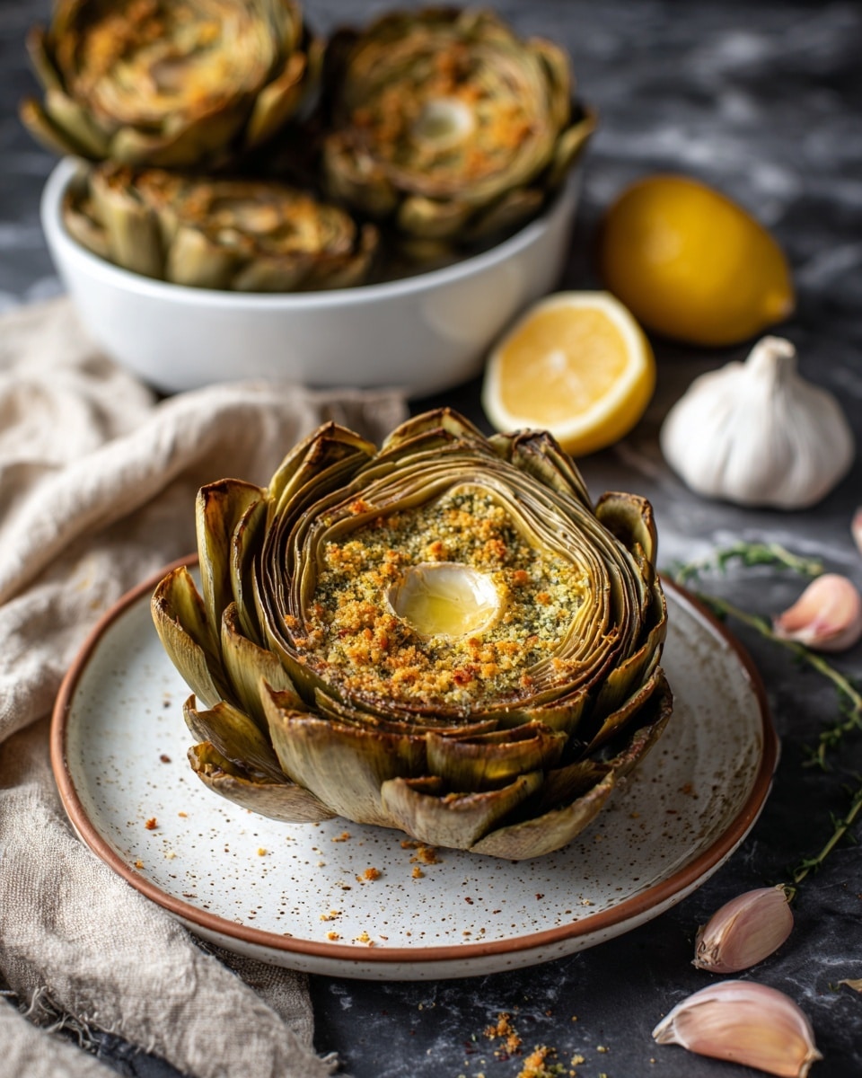 Lemon Garlic Roasted Artichokes Recipe