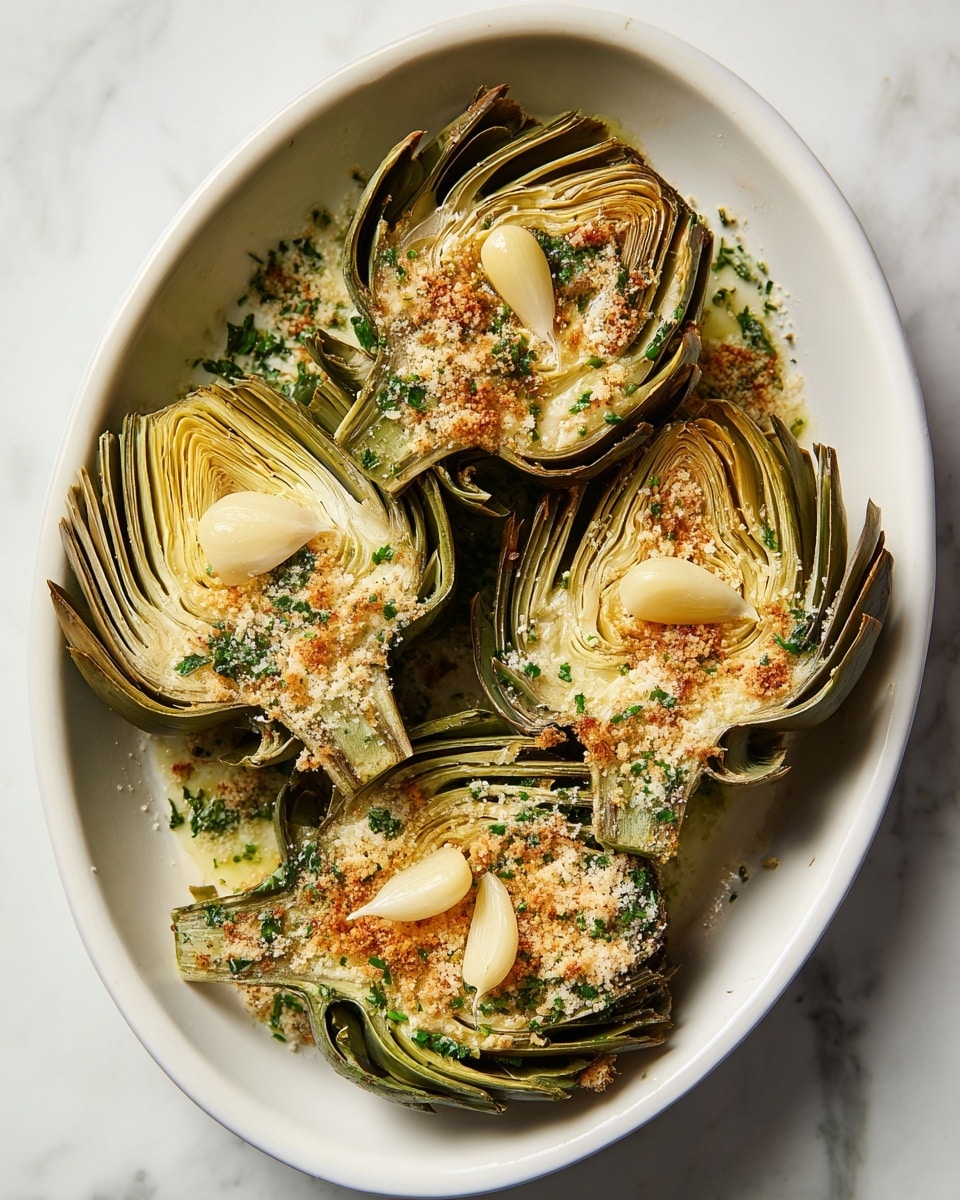 Lemon Garlic Roasted Artichokes Recipe