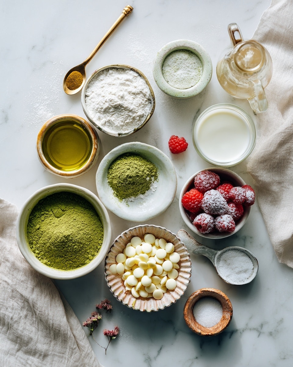 A white ceramic ramekin holds a creamy, light yellow mixture with a smooth texture inside. On top of this creamy base, there is a small pile of bright green powdered matcha being sprinkled from a copper measuring spoon held by a woman's hand. In the background, there is another white ramekin filled with large, fresh, red strawberries with green leaves. The setting is on a white marbled surface with soft natural light casting gentle shadows. photo taken with an iphone --ar 4:5 --v 7