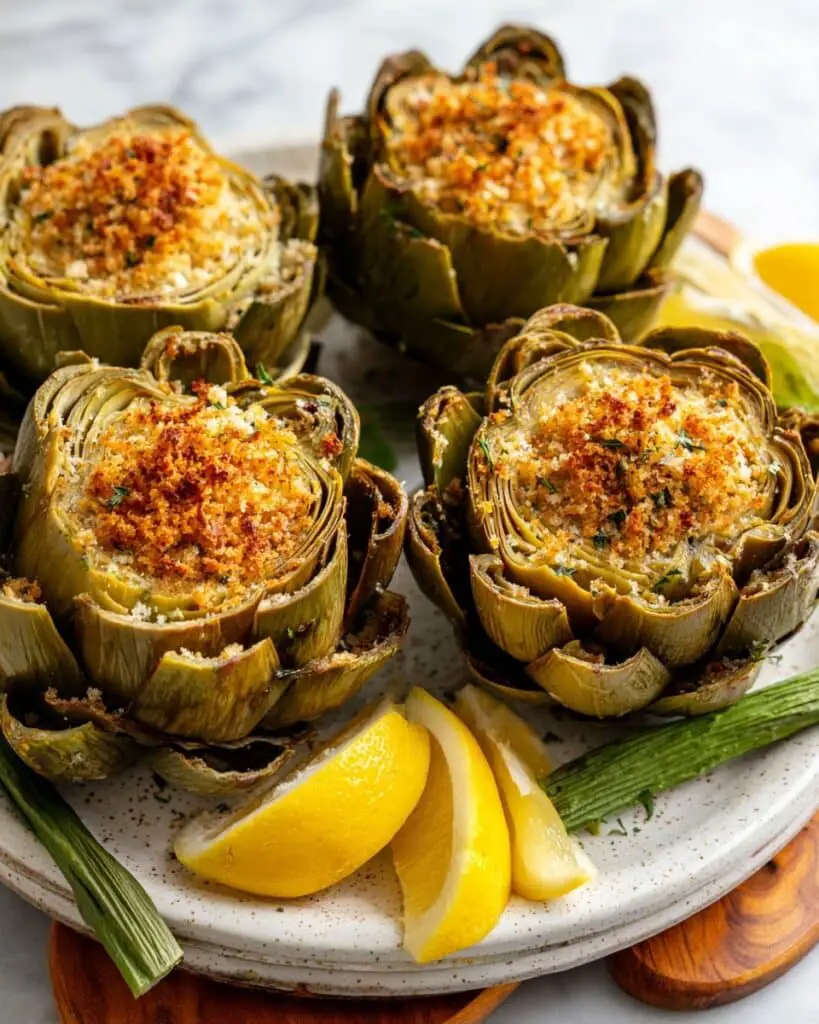 Stuffed Artichokes Braised in White Wine Recipe