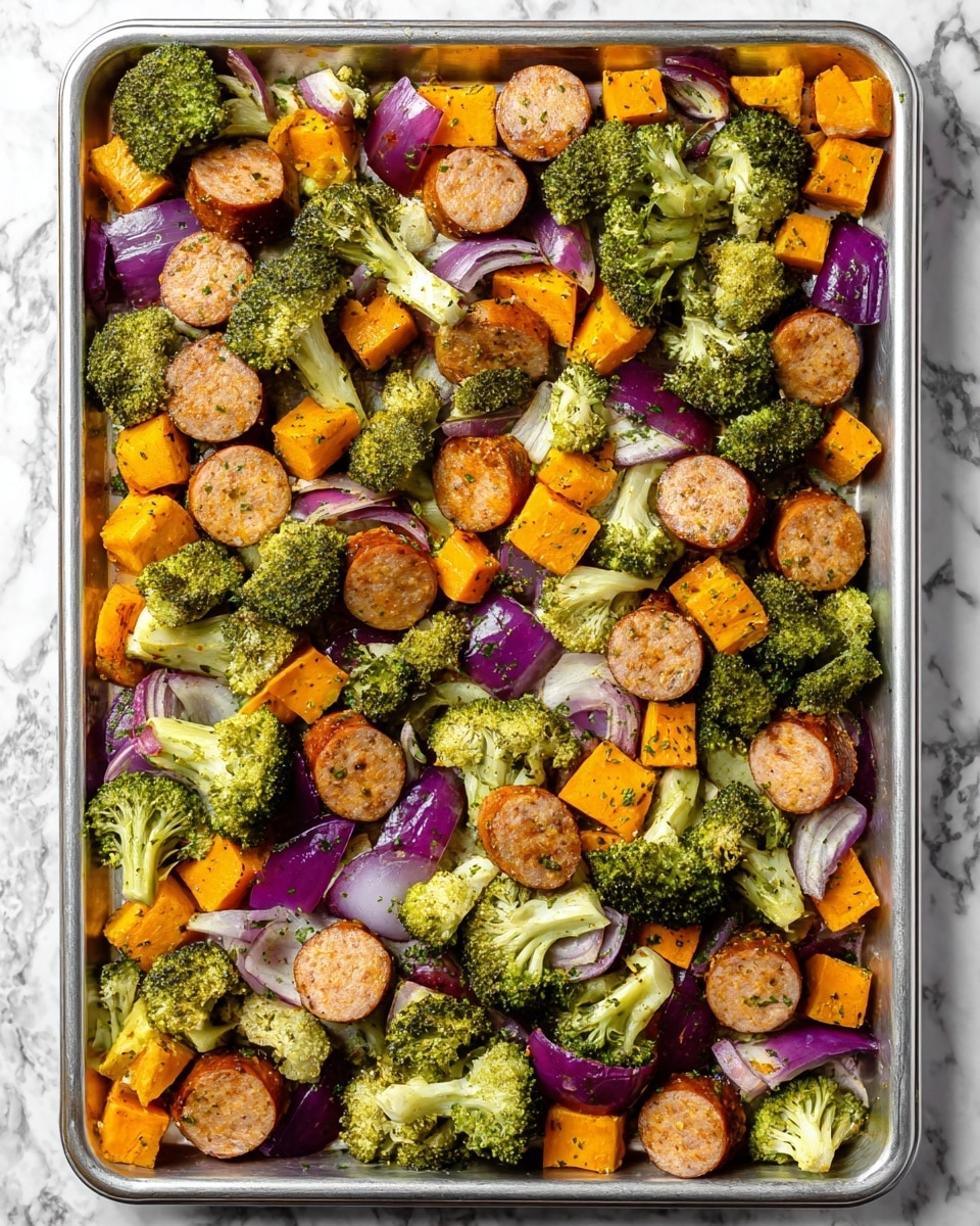 One Pan Roasted Veggie and Chicken Sausage Recipe - Recipe Image