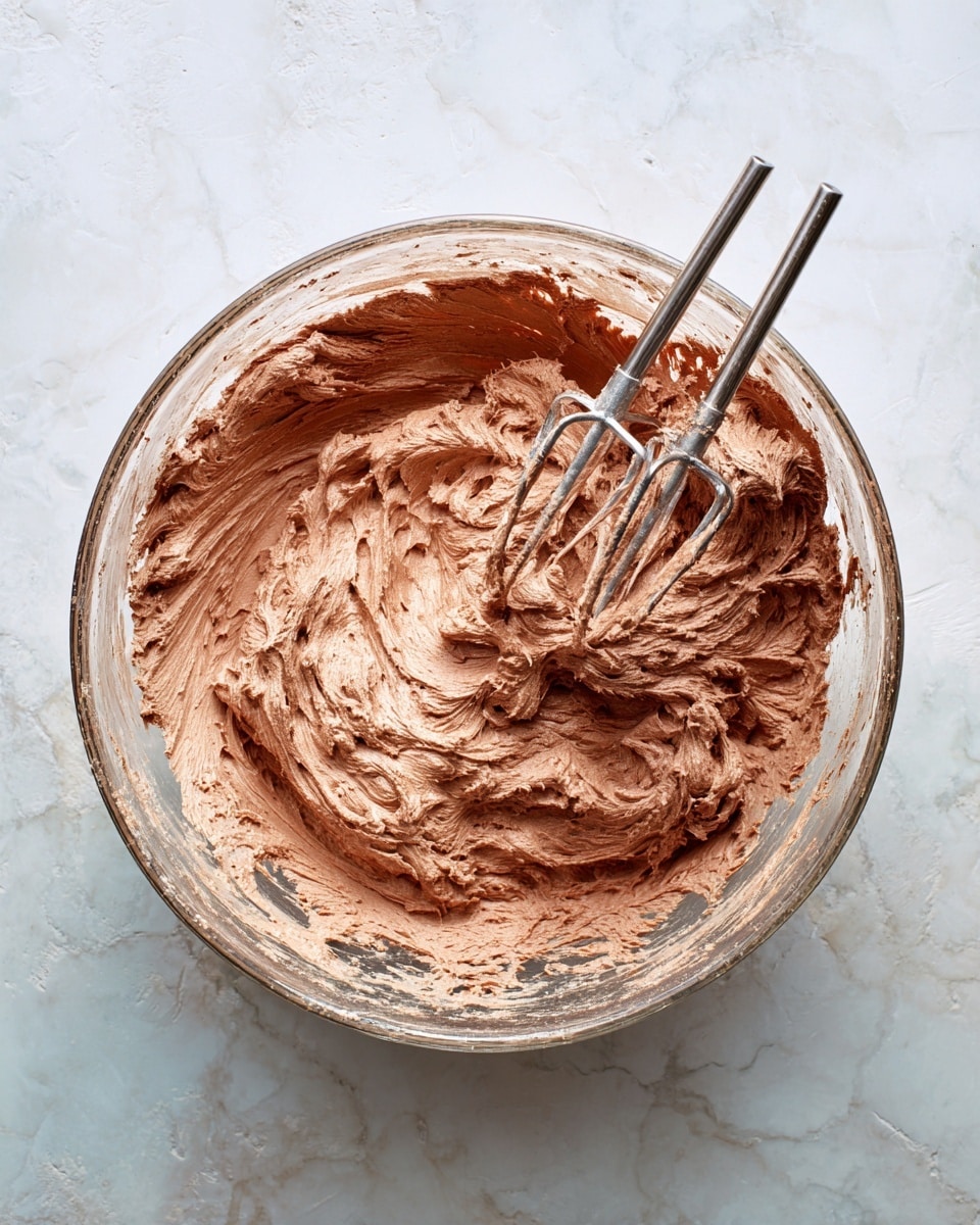 A glass mug filled with three visible layers of dessert sits on a black slate square on a white marbled surface. The bottom layer is dark brown, smooth chocolate; the middle layer is lighter beige, creamy mousse; and the top layer is a thick, fluffy chocolate mousse with a rough, airy texture rising above the mug's rim. A spoon is inserted into the top layer, slightly sinking into the mousse. Behind, another glass mug with the same layered dessert is visible, along with a blue and white striped cloth casually placed on the white marbled surface. photo taken with an iphone --ar 4:5 --v 7