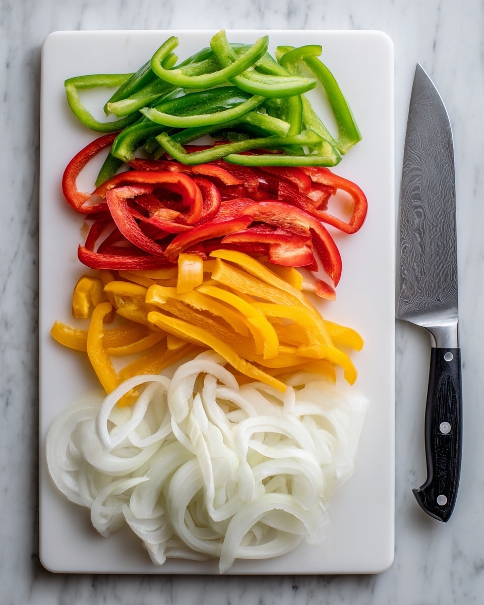 A black cast iron skillet filled with a layered rice dish. The bottom layer is light brown cooked rice mixed with sautéed green jalapeño slices and pieces of onion. On top, there are bright red bell pepper strips and chunks of light yellow cooked chicken. The dish is covered with melted orange and white cheese, sprinkled with small green herb bits. A wooden spoon rests inside the skillet, scooping some of the food onto a portioned white plate beside it. The background is a white marbled surface with a light gray and white striped cloth nearby. Photo taken with an iphone --ar 4:5 --v 7