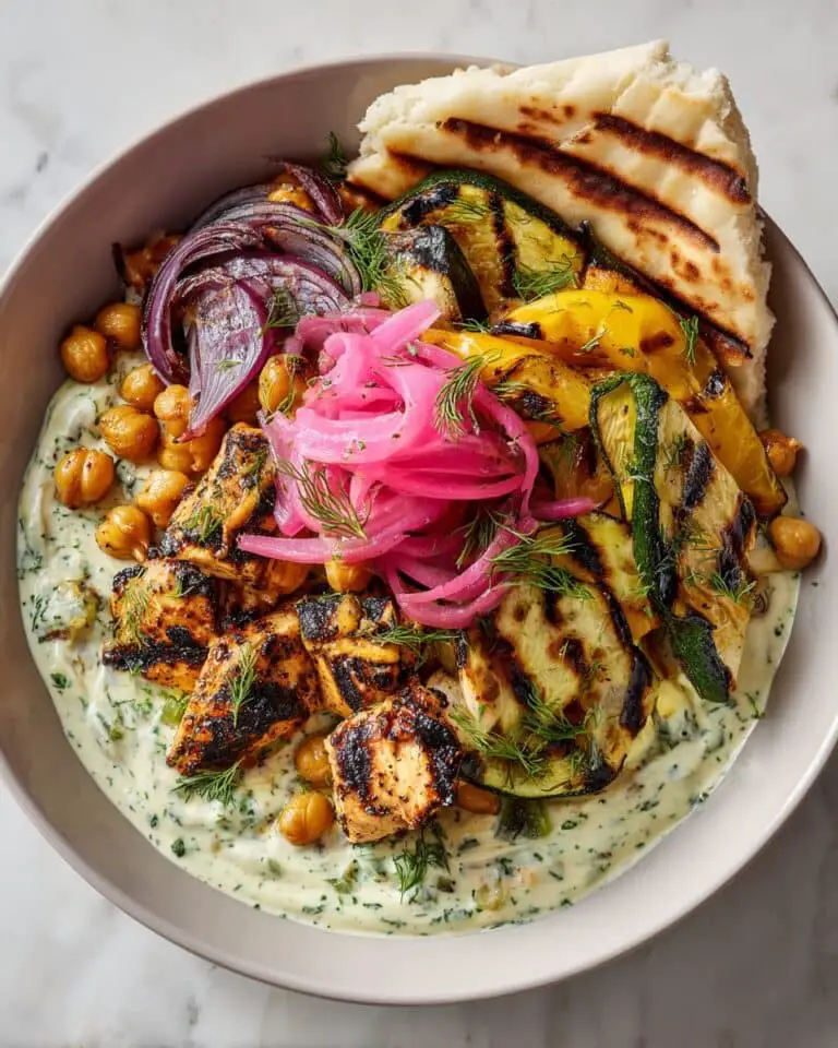 Grilled Mediterranean Chicken and Vegetables with Herby Tzatziki Recipe